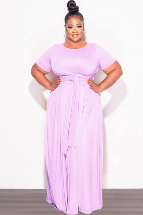 Final Sale Size 2pc Tie Top Maxi Skirt Set in Lavender Comfort Cushioning Modern Design