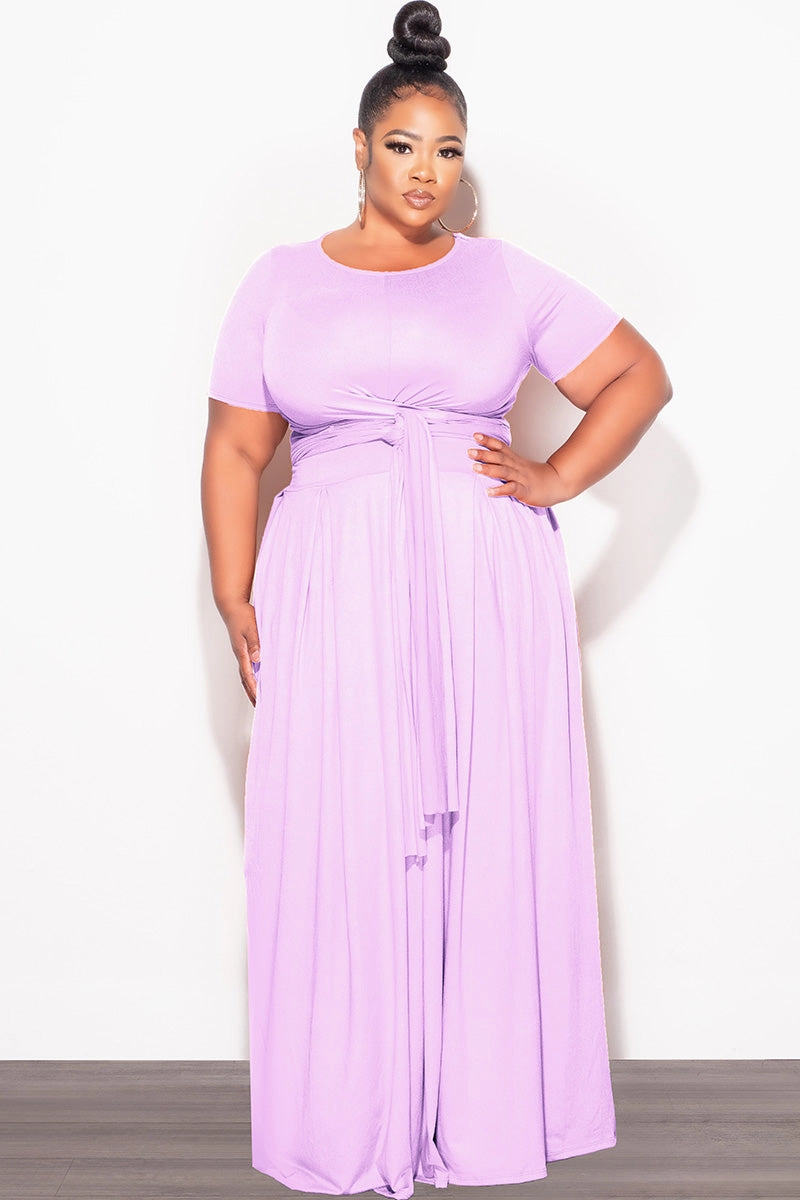Minimal Bulk Final Sale Size 2pc Tie Top Maxi Skirt Set in Lavender