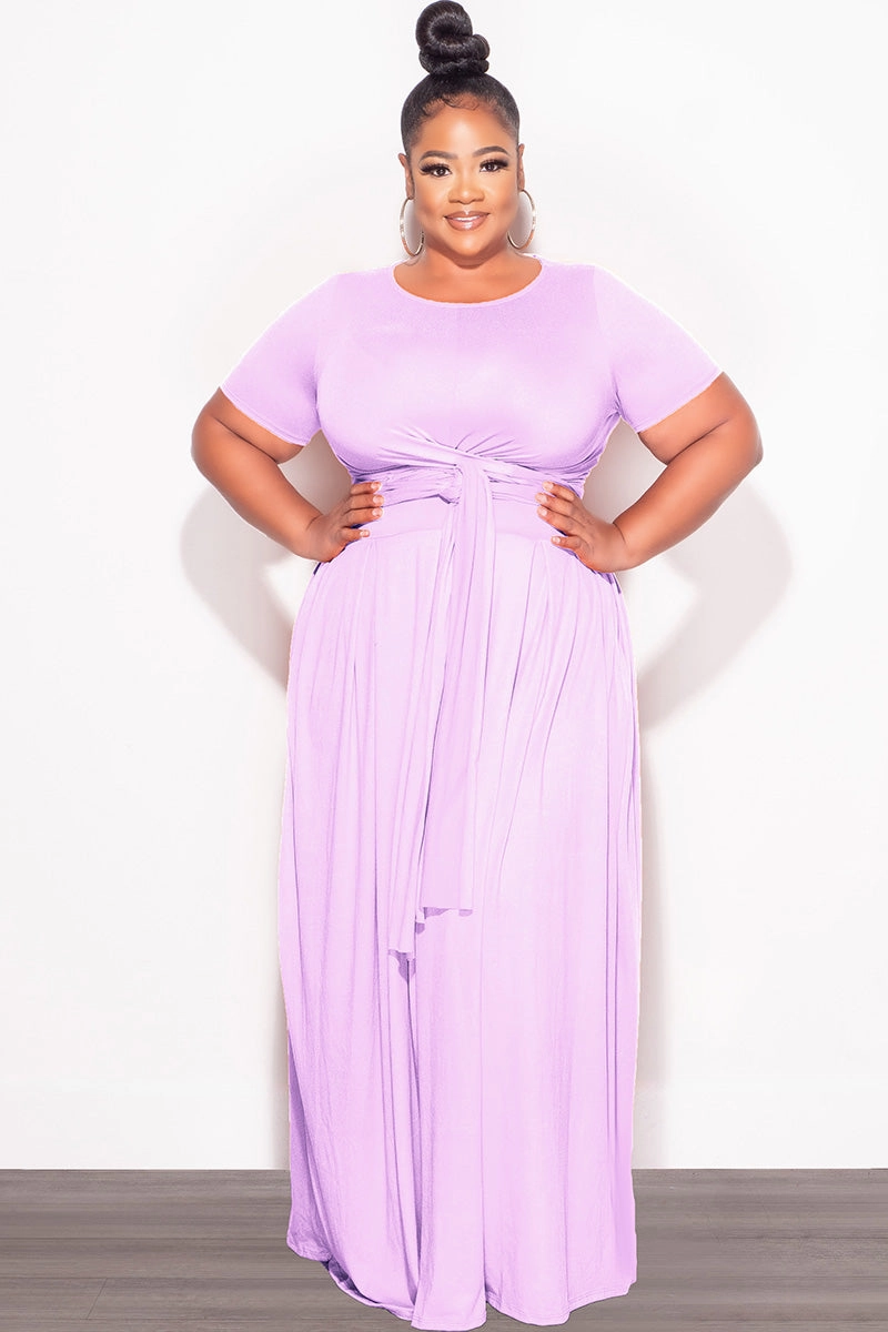 Final Sale Size 2pc Tie Top Maxi Skirt Set in Lavender Comfort Cushioning Modern Design