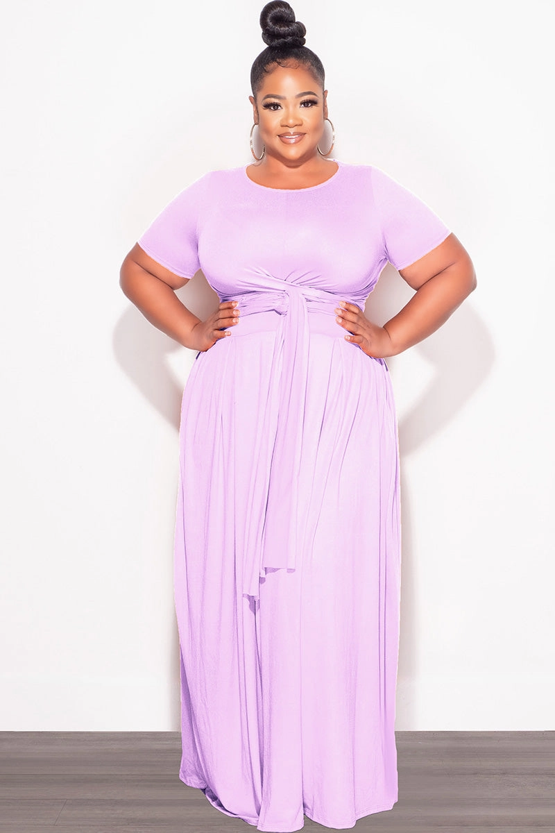 Final Sale Size 2pc Tie Top Maxi Skirt Set in Lavender windproof Non Restrictive