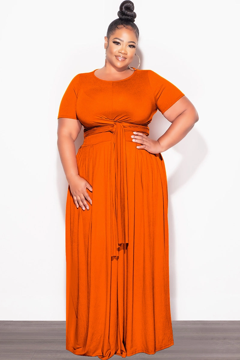 Final Sale Size 2pc Tie Top Maxi Skirt Set in Rust Urban Fit EcoFriendlyMaterials