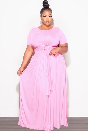 Performance Design Smooth Fit Lining Final Sale Size 2pc Tie Top Maxi Skirt Set in Soft Light Pink