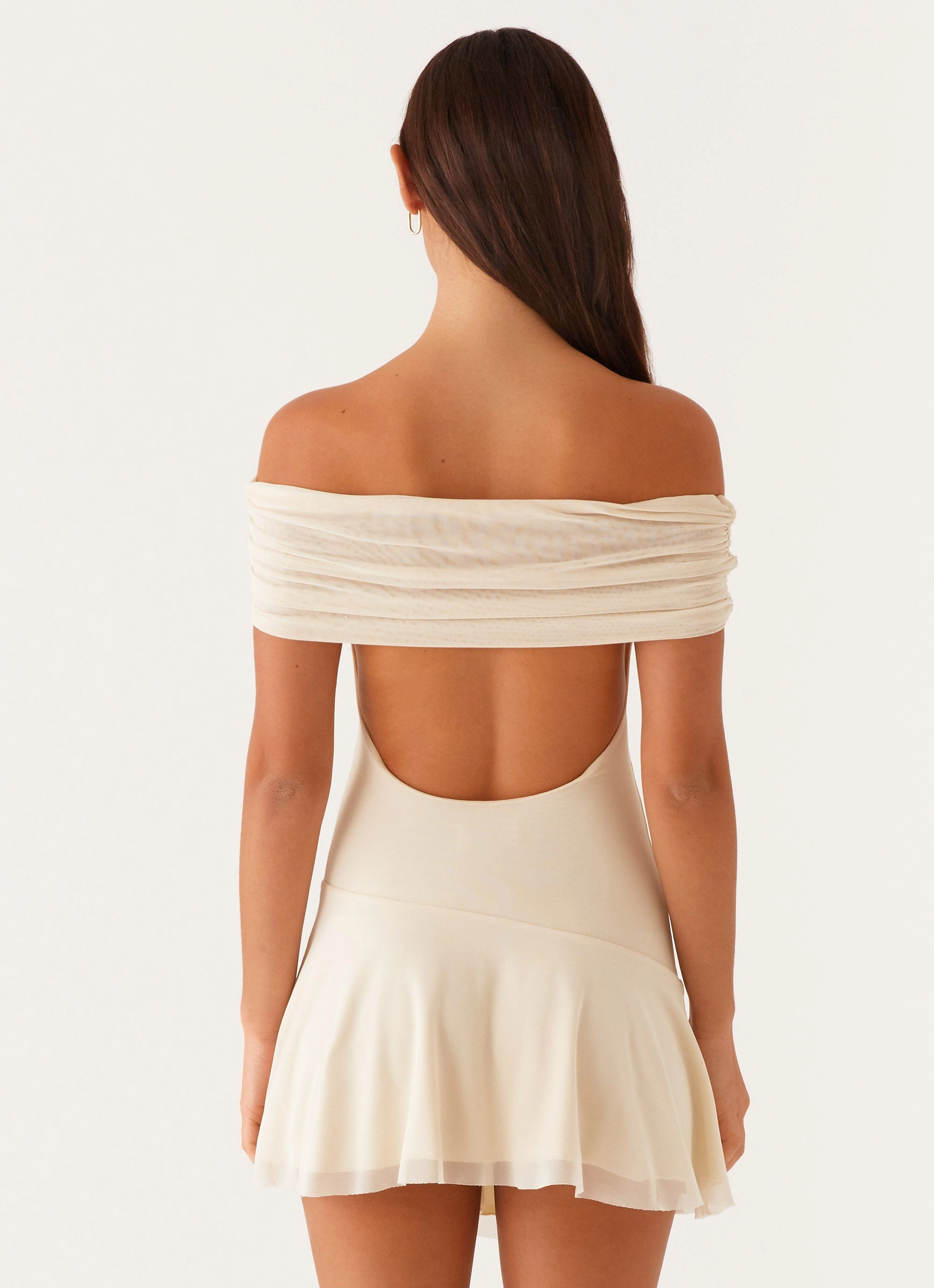 breathable fabric dress Bodycon Fit Finola Off Shoulder Mini Dress - Pastel Yellow