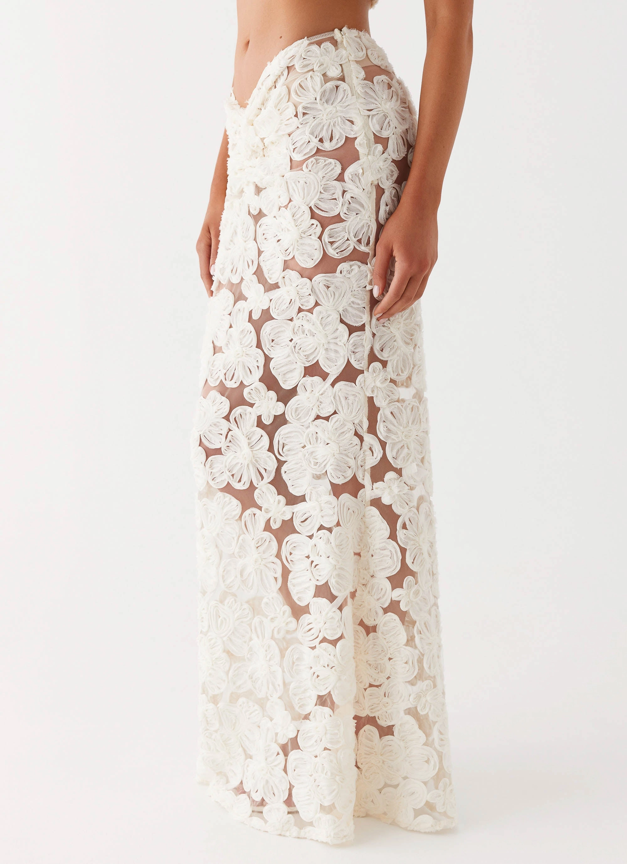 Modest Wear Fiorella Floret Maxi Skirt - Ivory