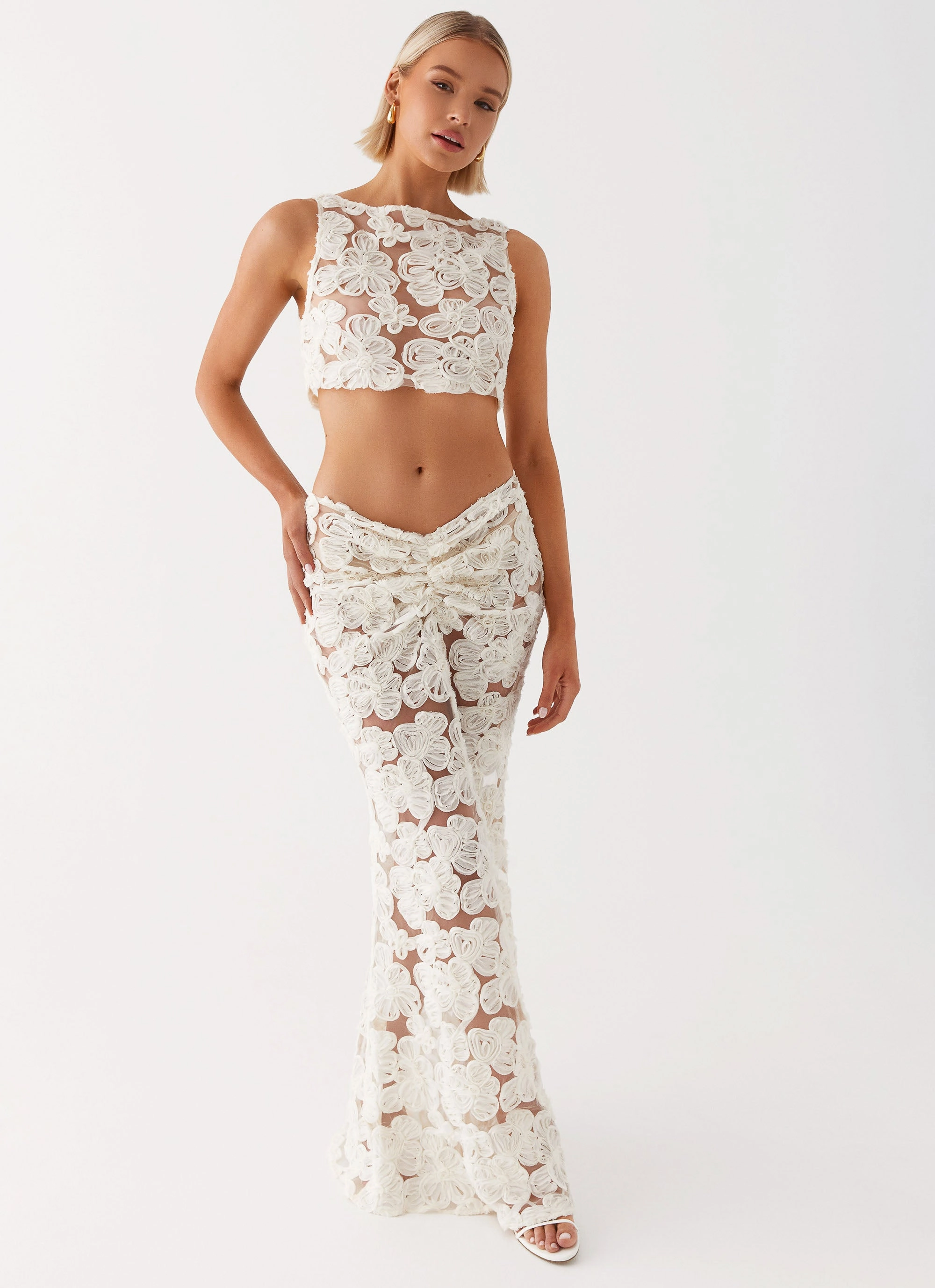 Plus size option Fiorella Floret Maxi Skirt - Ivory