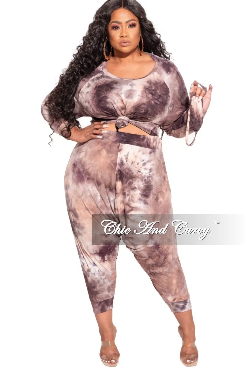 Final Sale Plus Size 2-Piece Harem Pants Set in Purple Tie Dye Urban Look Easy Motion