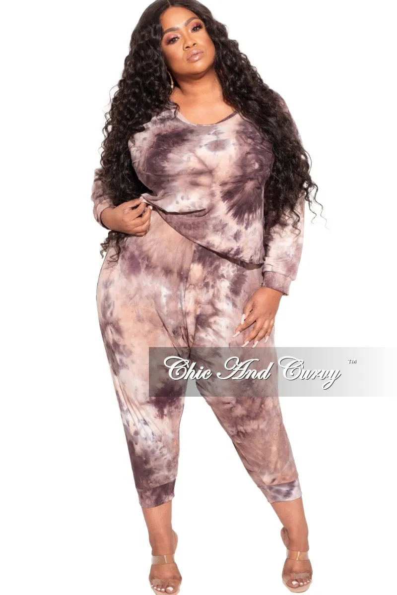 Final Sale Plus Size 2-Piece Harem Pants Set in Purple Tie Dye Body Aligned