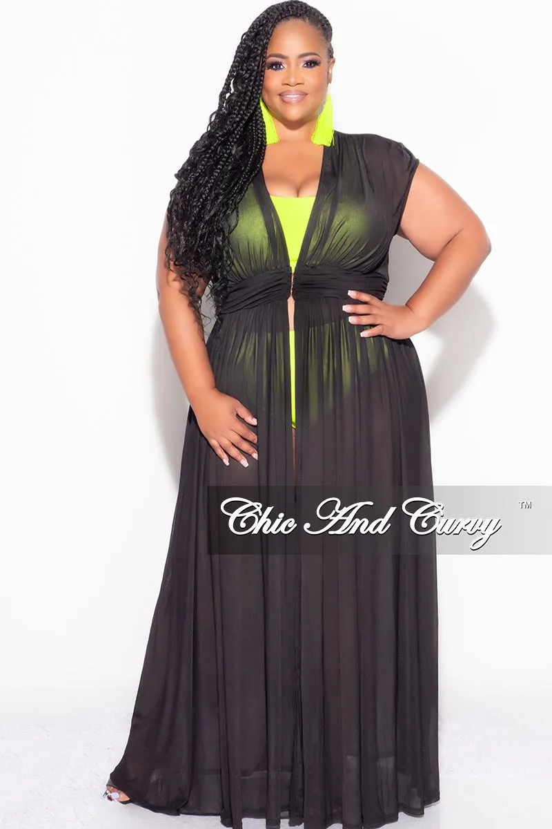 Sport Comfort Final Sale Plus Size Goddess Cover Up / Duster in Black Chiffon