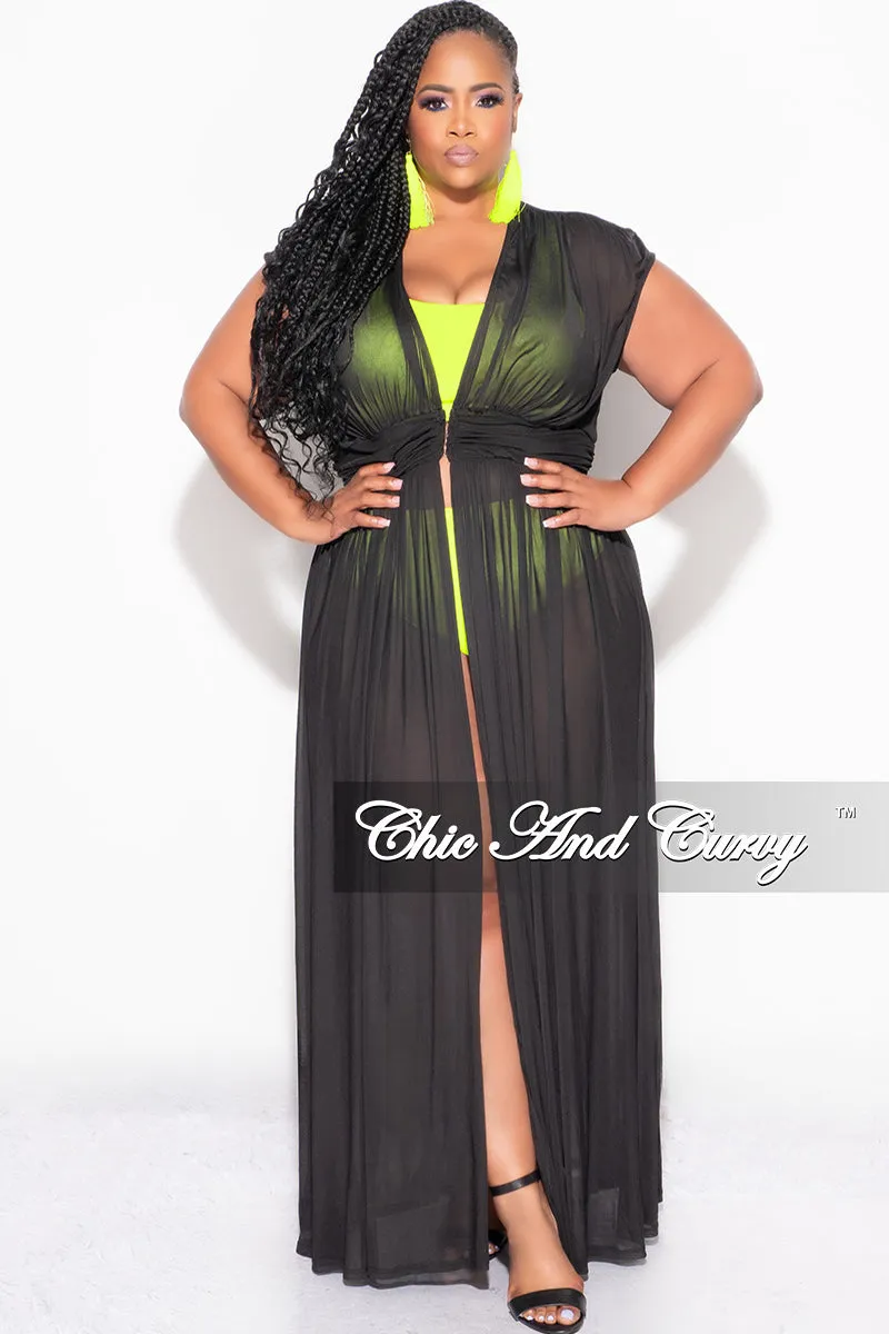 Final Sale Plus Size Goddess Cover Up / Duster in Black Chiffon Core Comfort