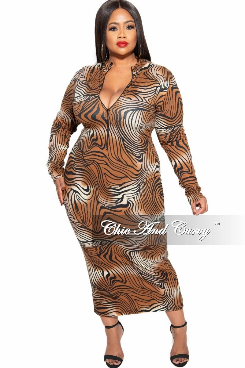 Flex Foam Inserts Minimal Waistband Final Sale Plus Size Reversible BodyCon Dress in Brown