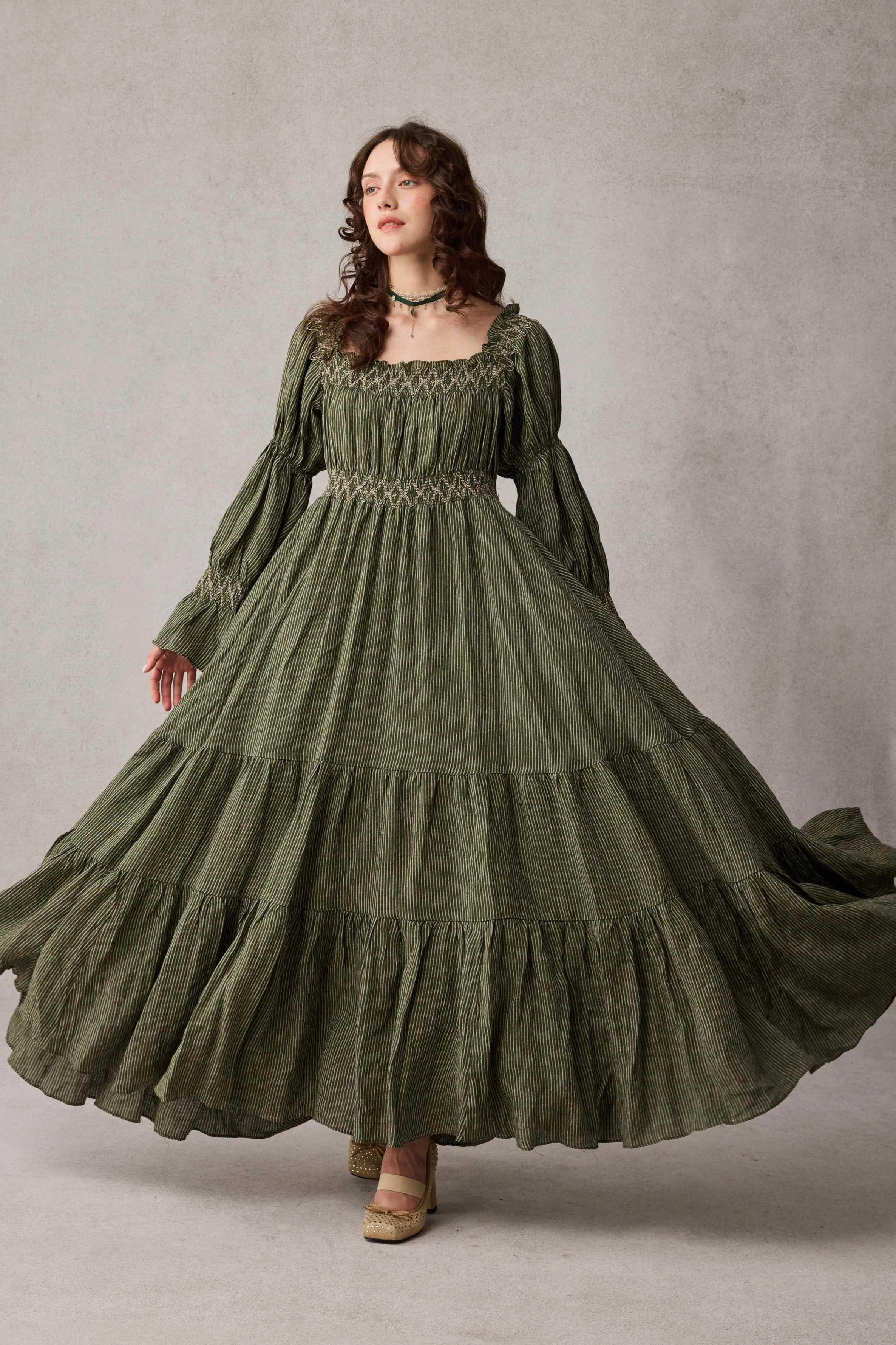 Performance Wear Chill Mode Cloud 21 | smocking embroidery linen dress