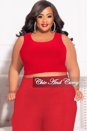 No Frills Fit Final Sale Plus Size Sleeveless Crop Top in Red (Top Only)