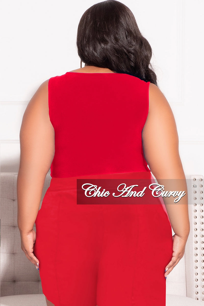 Final Sale Plus Size Sleeveless Crop Top in Red (Top Only) Tear Resistant Weave Non Binding Waist