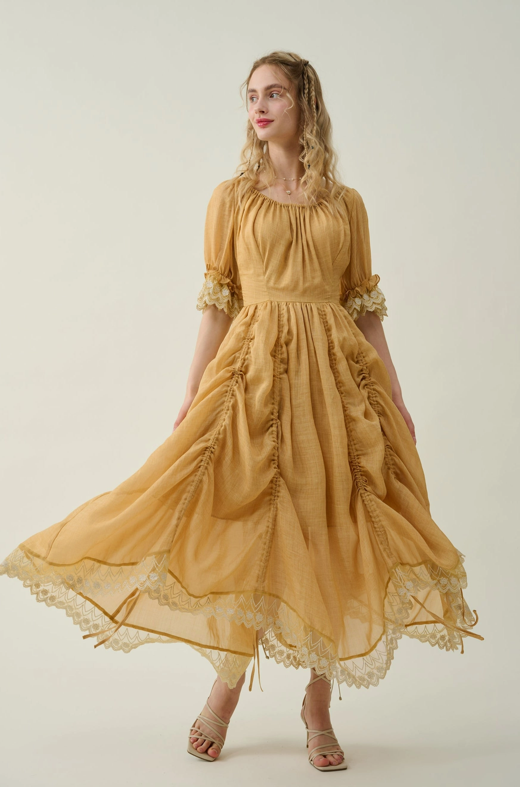 FadeResistant Elowen 27 | Lace Linen dress gown ( 2 way to wear )