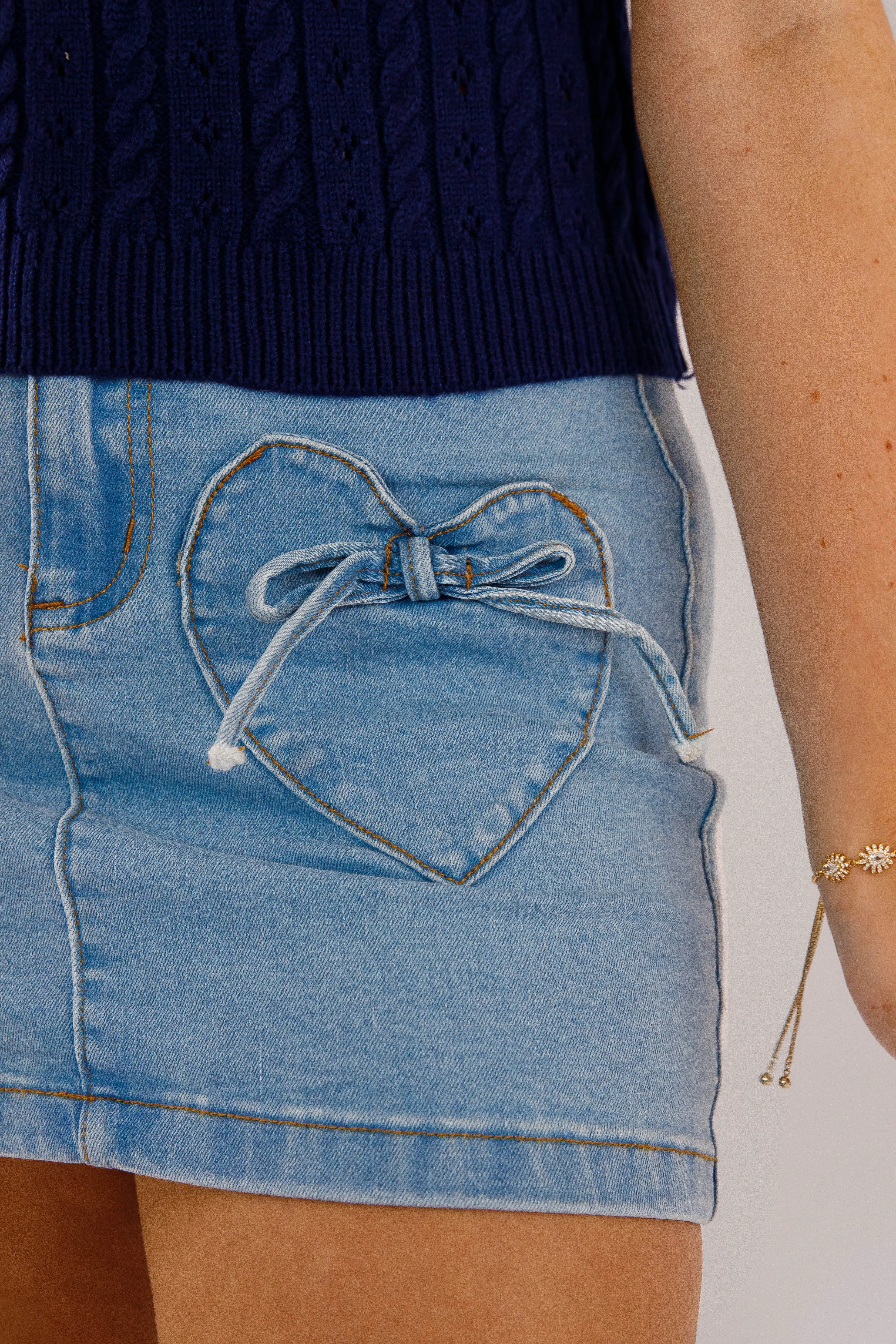 snag resistant Cozy Feel Meet Me Again Denim Mini Skirt