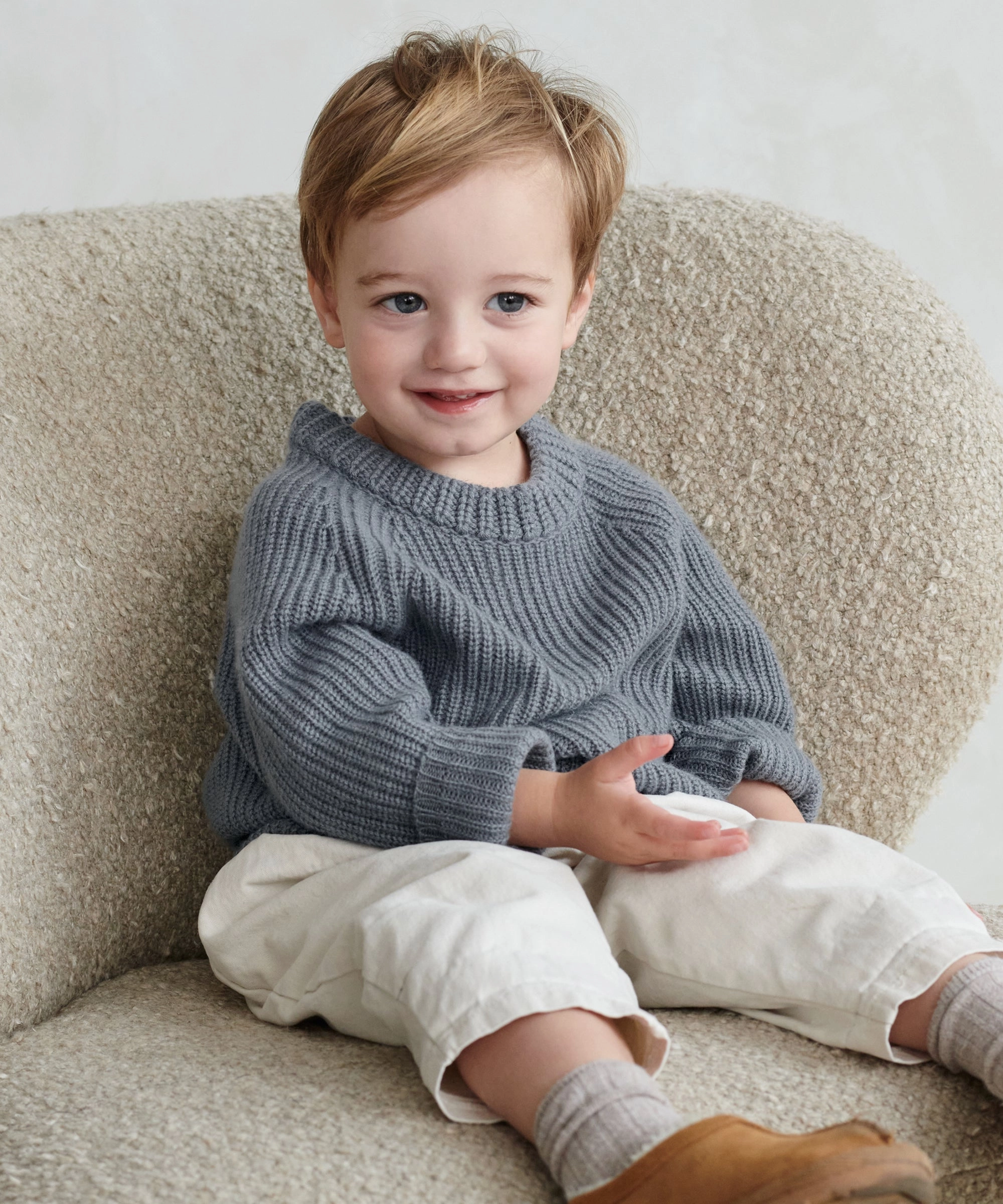 Contrast Stitch Detail Chic Look Kids' Fisherman Sweater