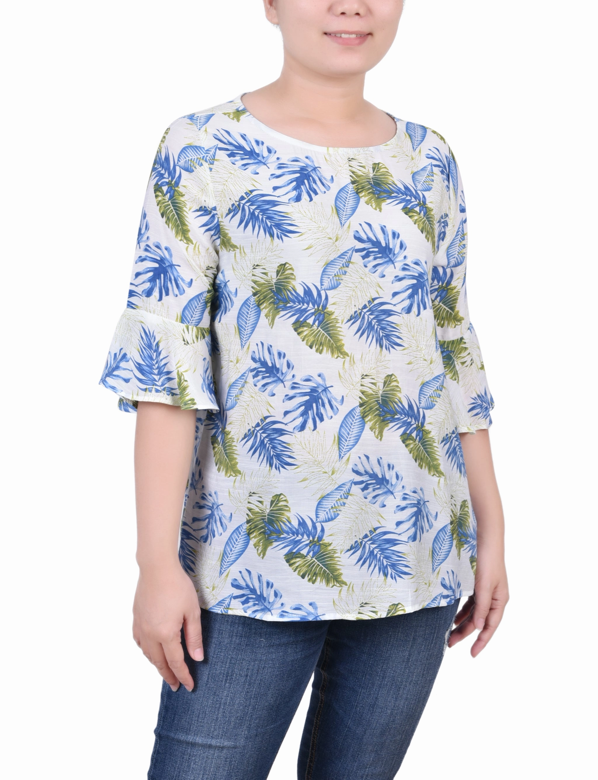 Eco Friendly Blend Bell Sleeve Blouse