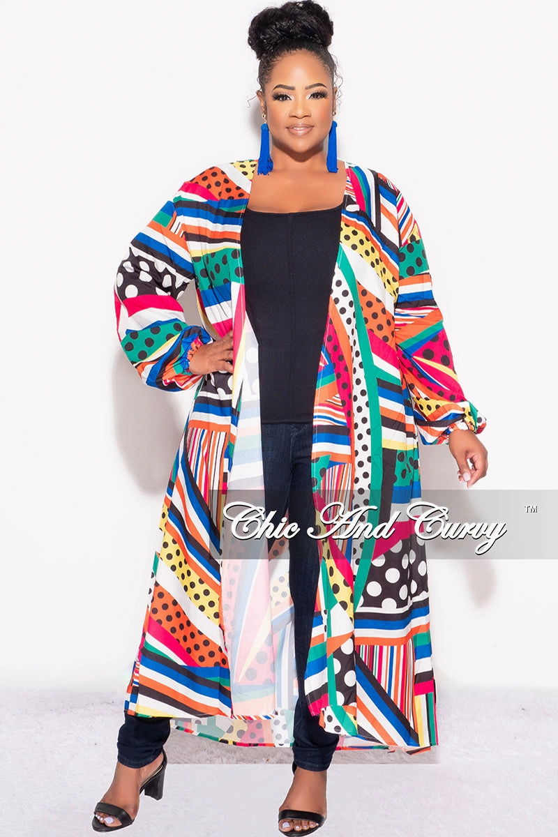 ripstop fabric Sport Flex Final Sale Plus Size Polka Dot Caftan in Multi Color Stripe Print