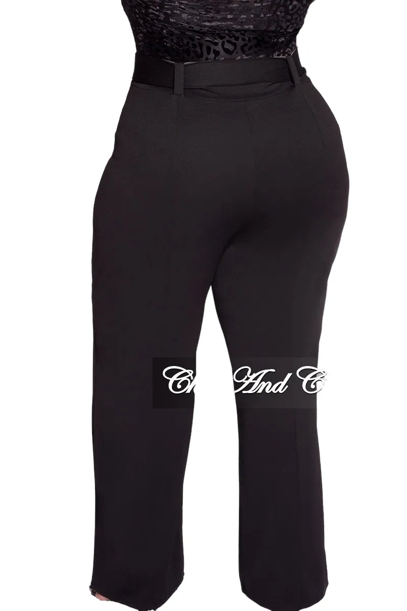 Final Sale Plus Size High-Waist Wide Leg Pants in Black TearResistantPanels