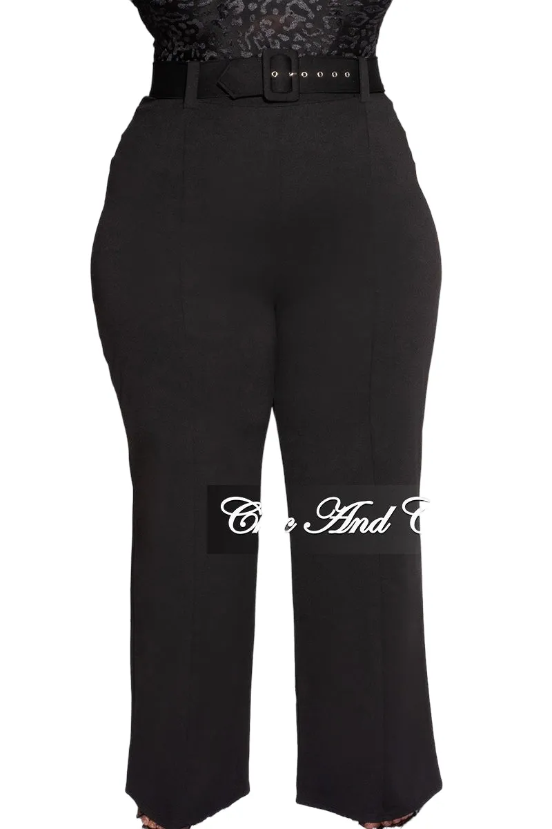 Final Sale Plus Size High-Waist Wide Leg Pants in Black Practical Wear