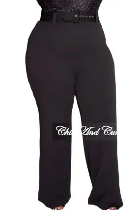 Breathable wear Final Sale Plus Size High-Waist Wide Leg Pants in Black