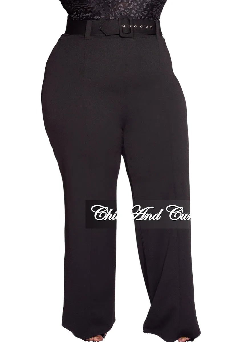 Breathable wear Final Sale Plus Size High-Waist Wide Leg Pants in Black