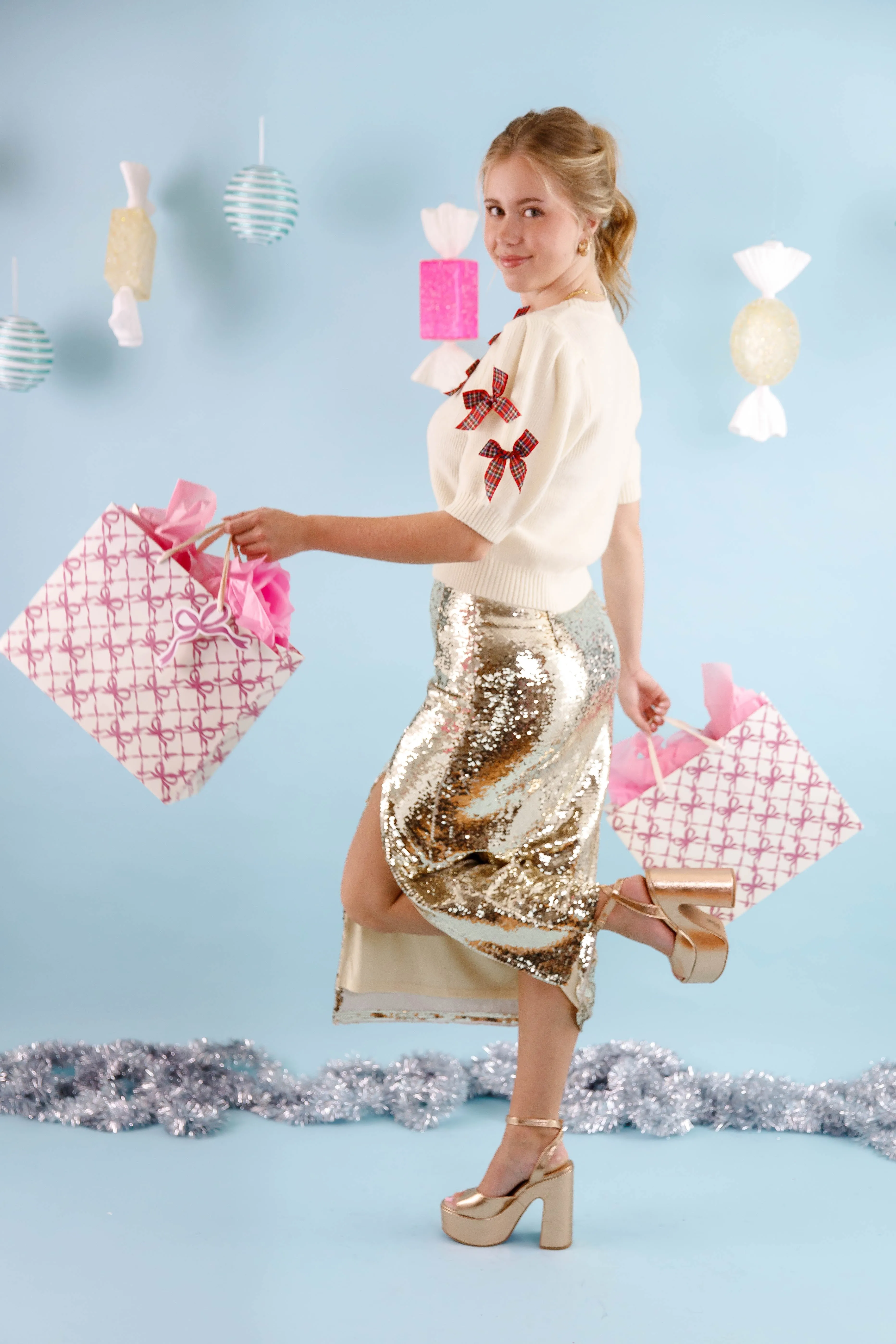 Fear Nothing Sequin Midi Skirt Smart Motion StaticResistantMaterial