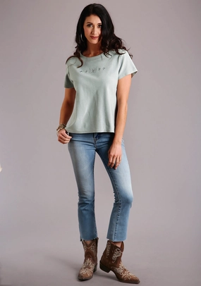 Odorless Binding Tape Stetson Womens Seafoam 100% Cotton Slightly Fitted S/S T-Shirt