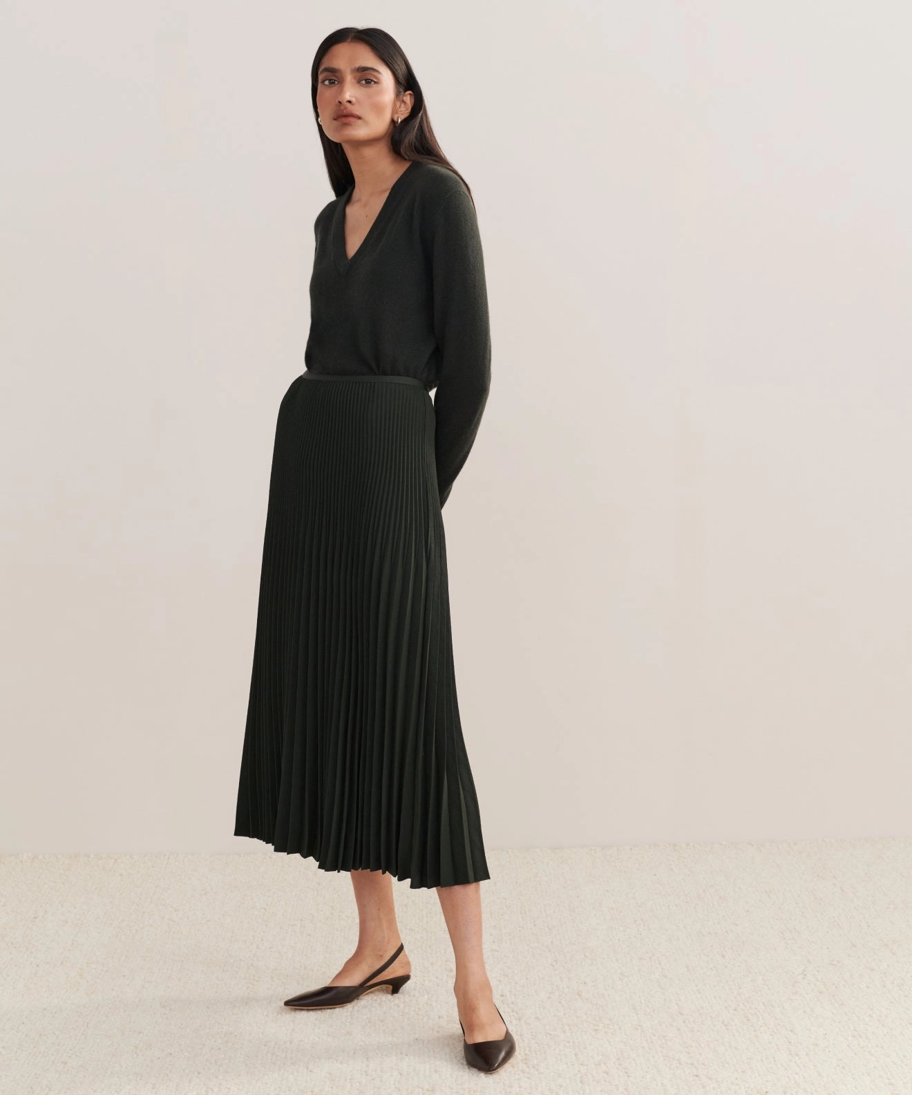 Relaxed Wearable NoiseReducingFabric Pleated Skirt