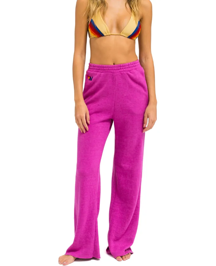 Slim Waist Aviator Nation Wide Leg Womens Pocket Sweatpant Magenta