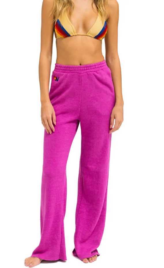 Aviator Nation Wide Leg Womens Pocket Sweatpant Magenta Wrinkle Free Fabric