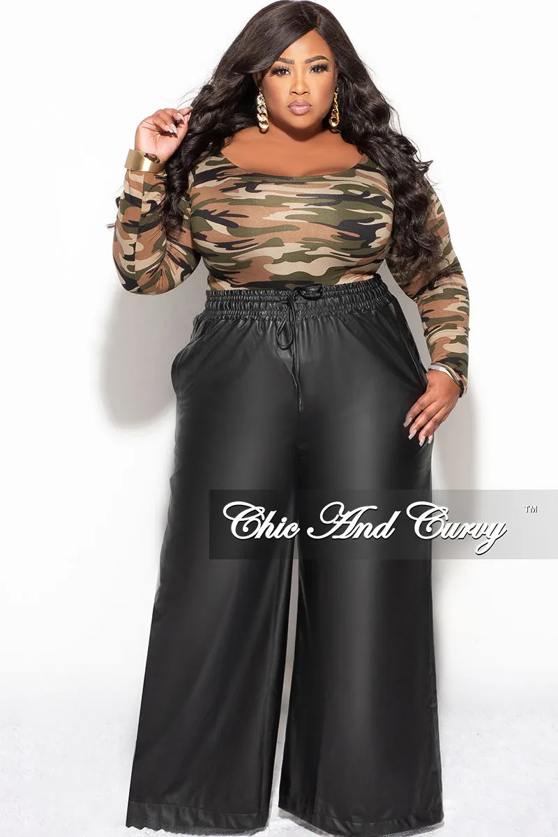 Practical Comfort Agile Fit Final Sale Plus Size Long Sleeve Bodysuit in Olive and Sand Camouflage Print (Light)