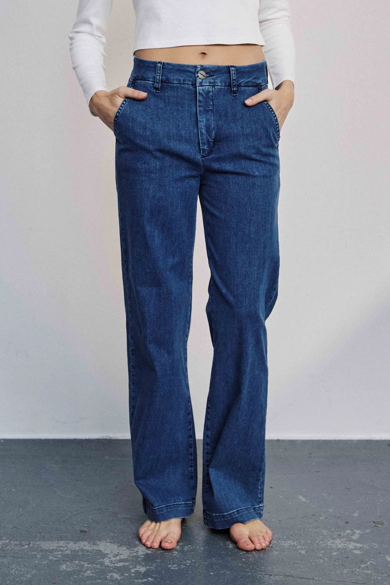 NUAMBER LONG - Medium Blue Denim Ultra Basic Thermal Regulating Fabric