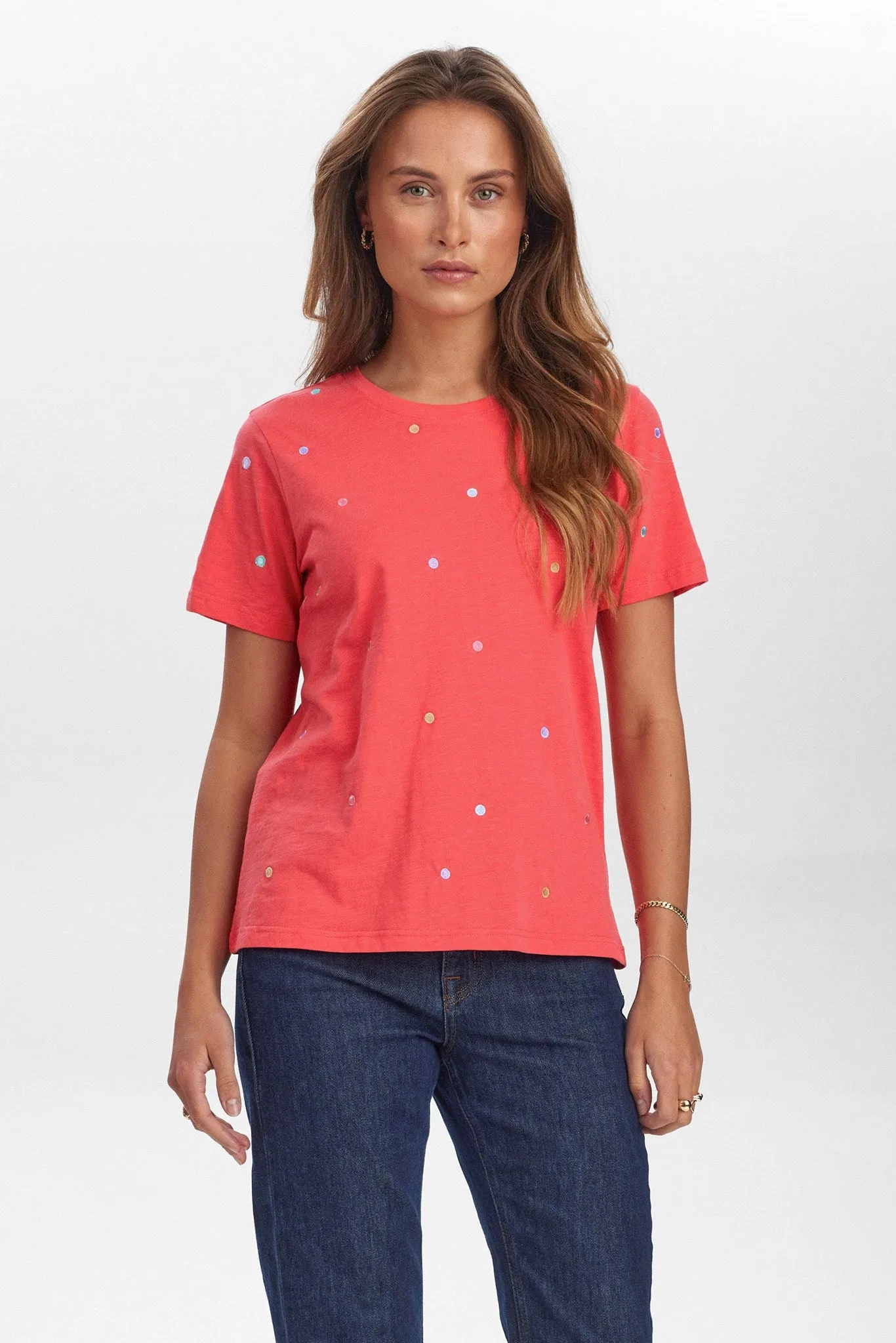 WrinkleFree Fabric NUSUMI T-SHIRT - GOTS - Geranium