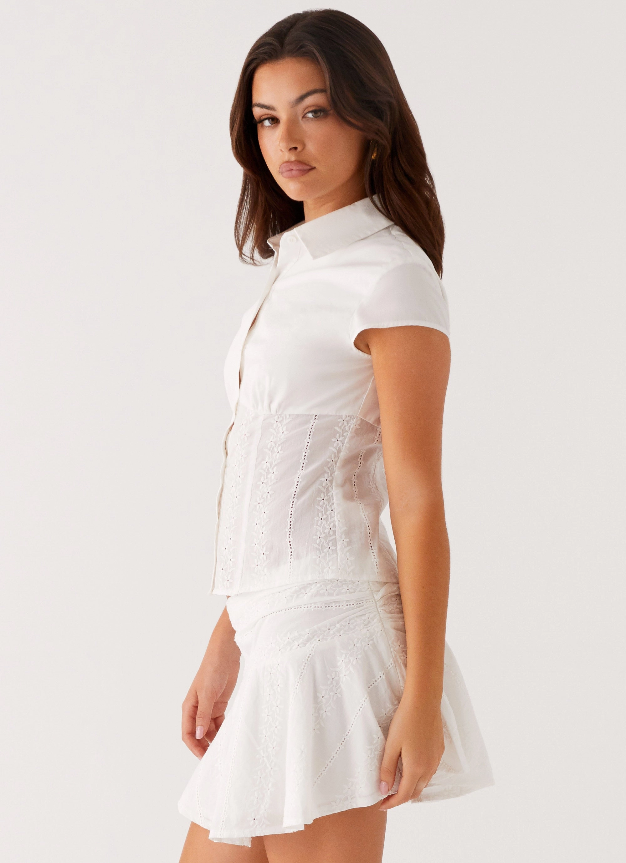 Myola Shirt - White Stretch Blouse