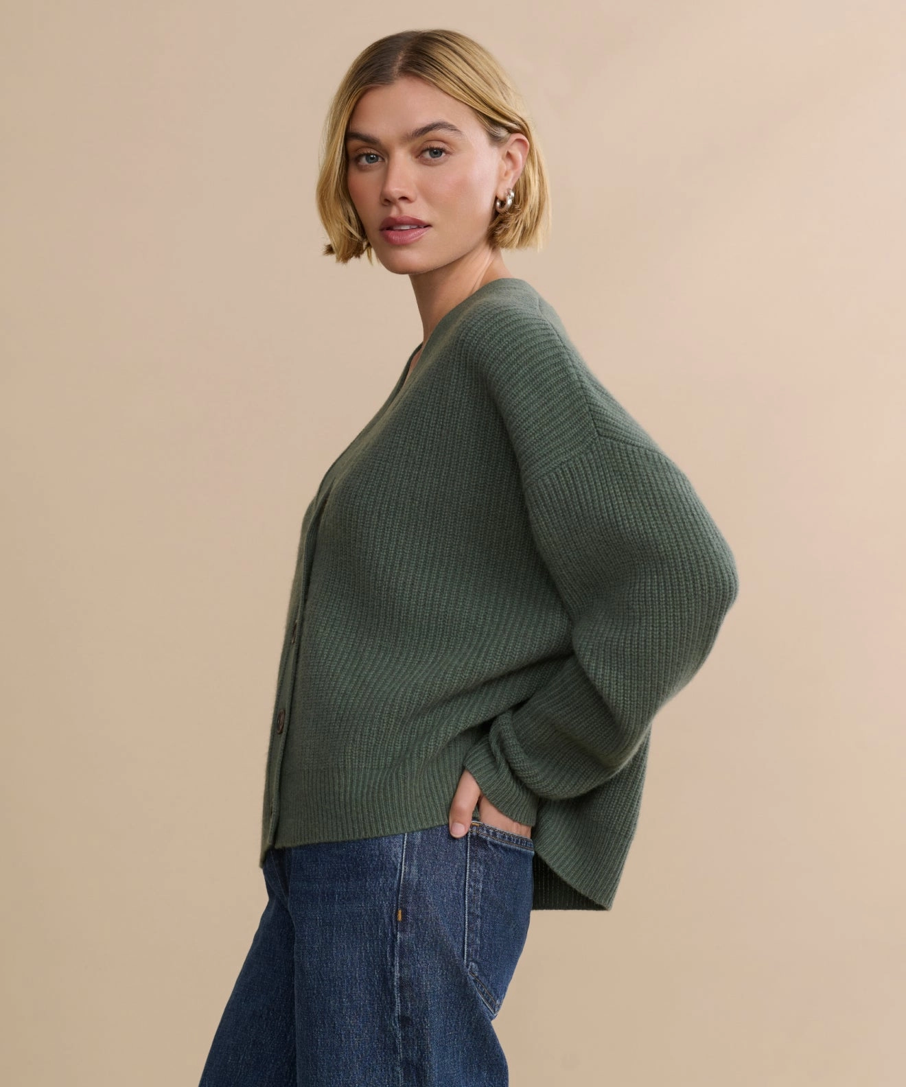 City Comforted Cropped Cashmere Cocoon Cardigan