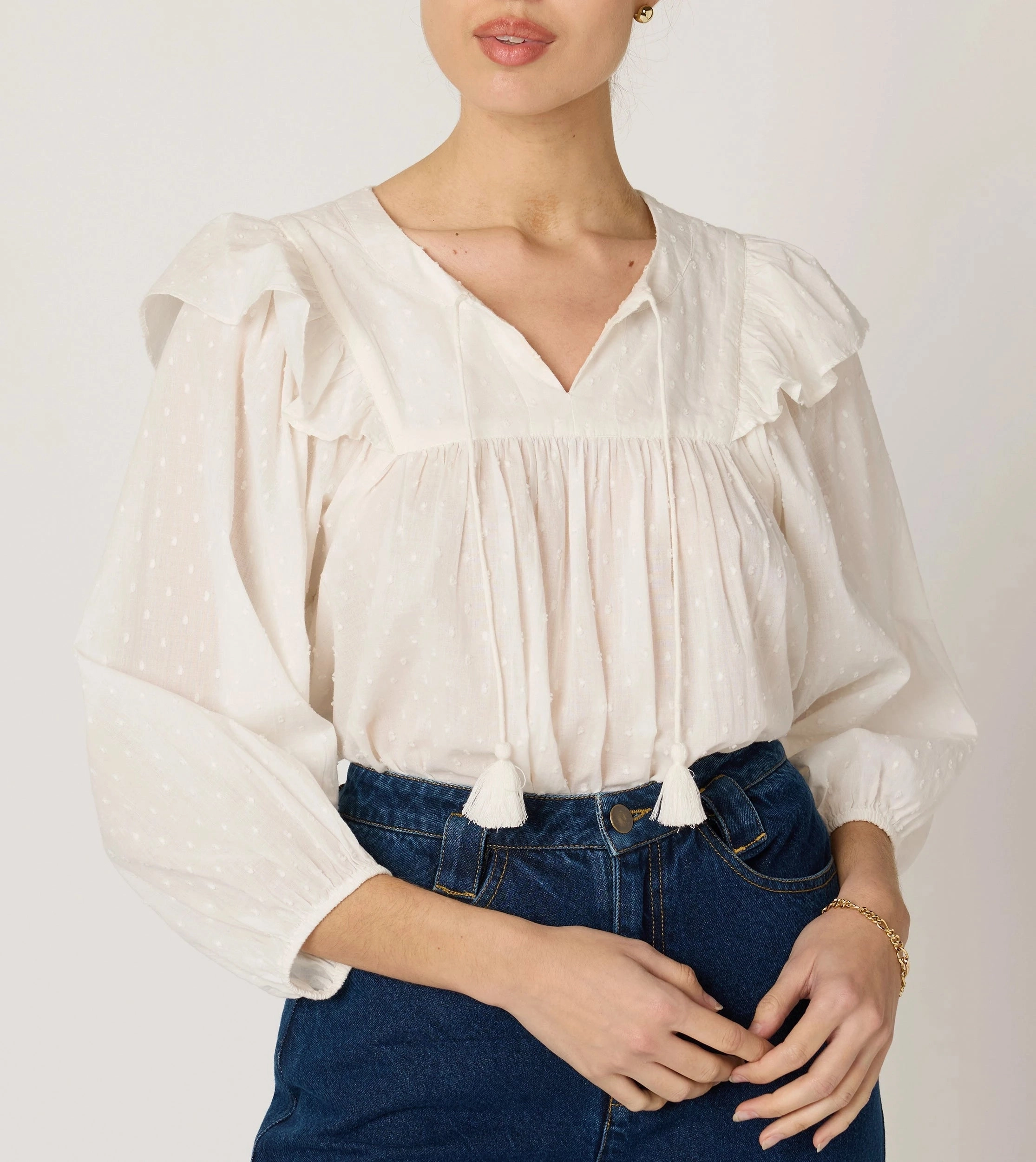 Lina Blouse | Ivory Bluesign Approved Material
