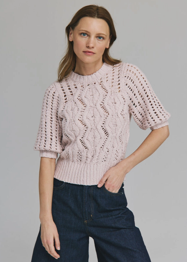 Layered Edging Airflow Optimized Autumn Cashmere Elbow Mesh Sleeve Cable Crew