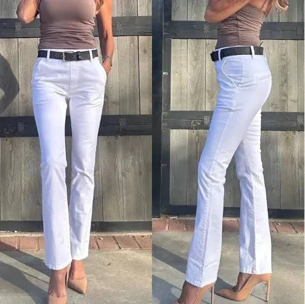 Flog Nansi White Denim Textured Party Look Soft Season Ready