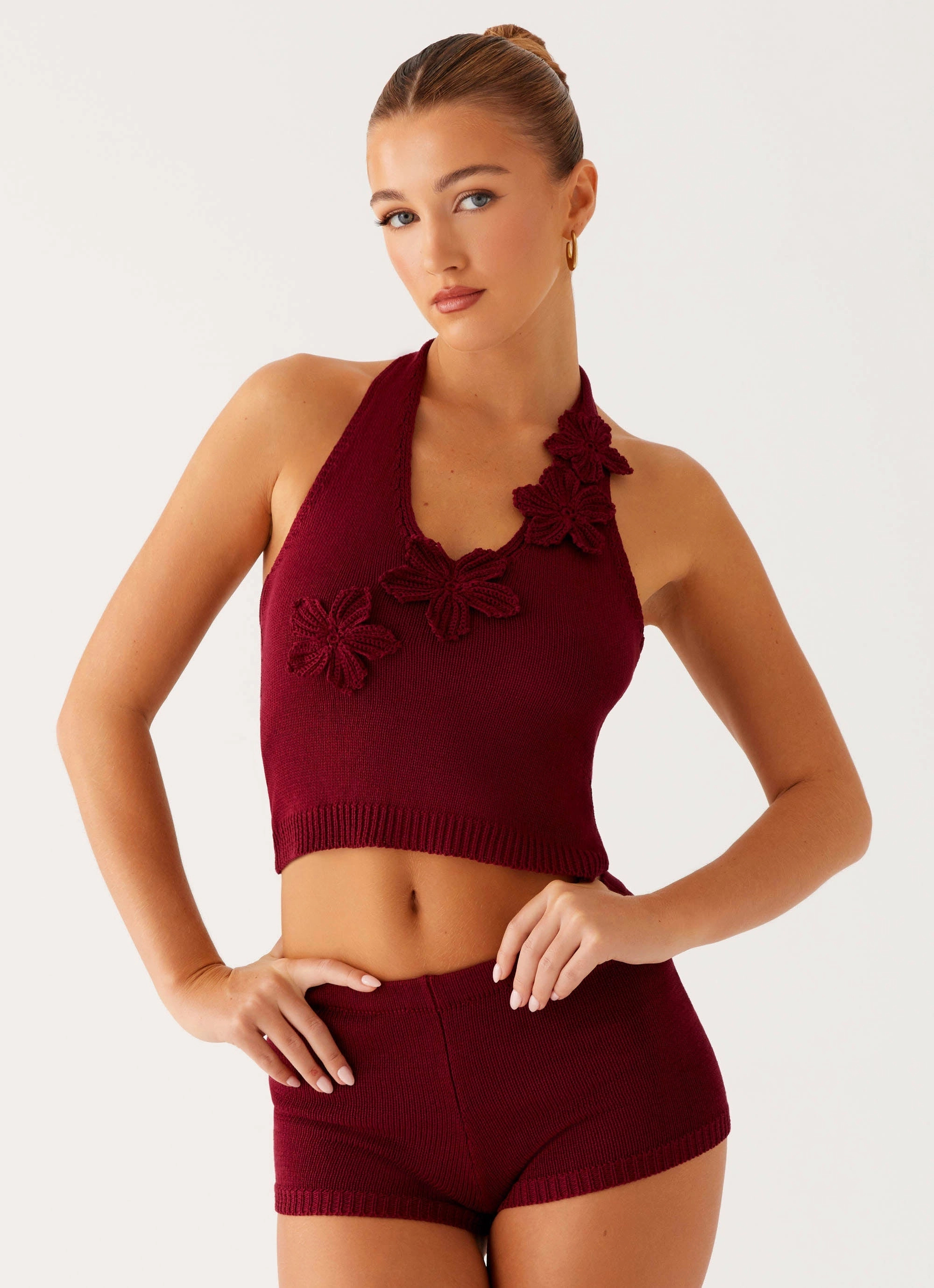 Miffy Crochet Top - Maroon Tropical Vibes