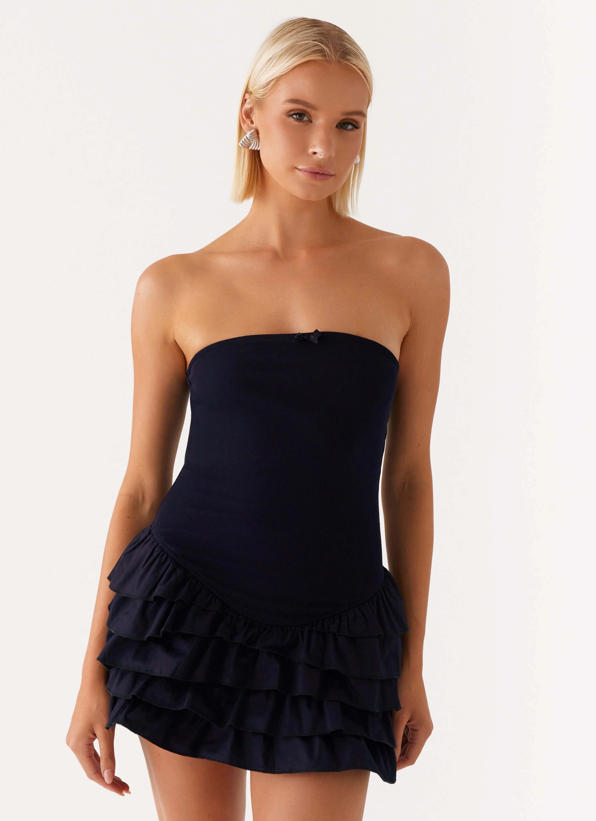 Tamay Mini Dress - Navy Drawstring-Waist
