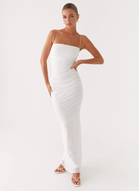 Easy Comfort Look Paxton Beaded Maxi Dress - White