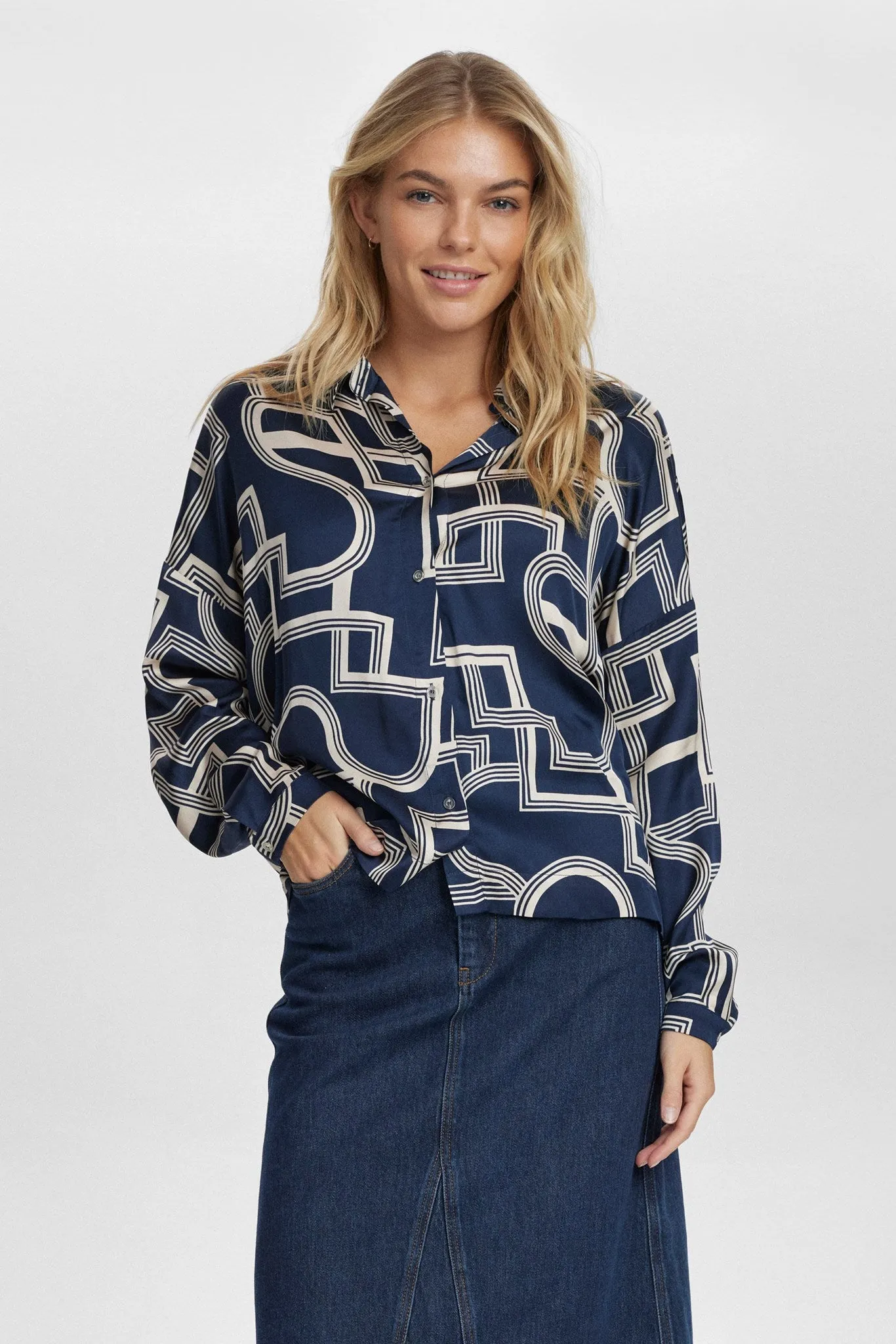 NULETTY LOOSE SHIRT - Dark Sapphire Midweight Texture