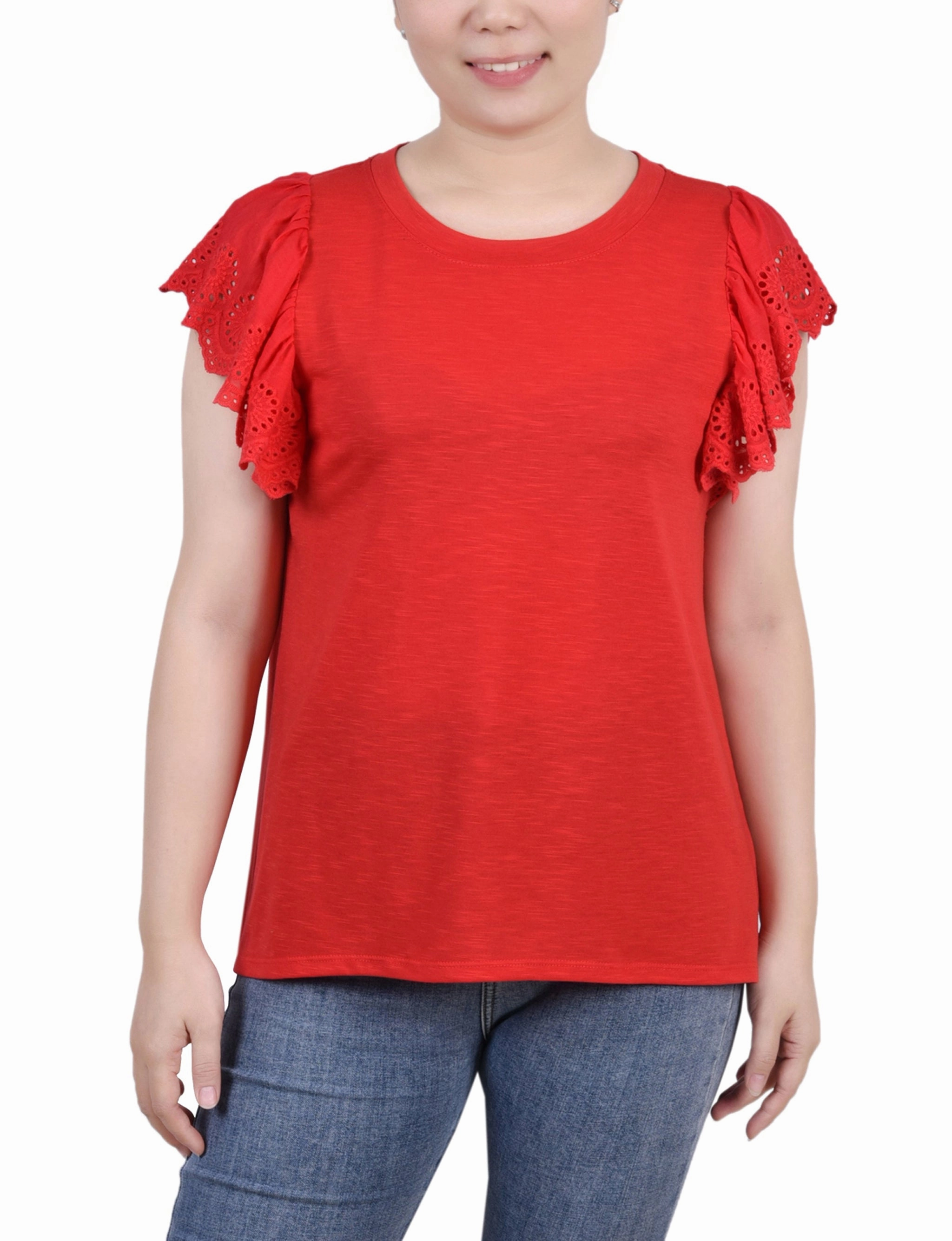 MinimalistDesign NonIrritatingEdges Flutter Sleeve Slub Knit Top