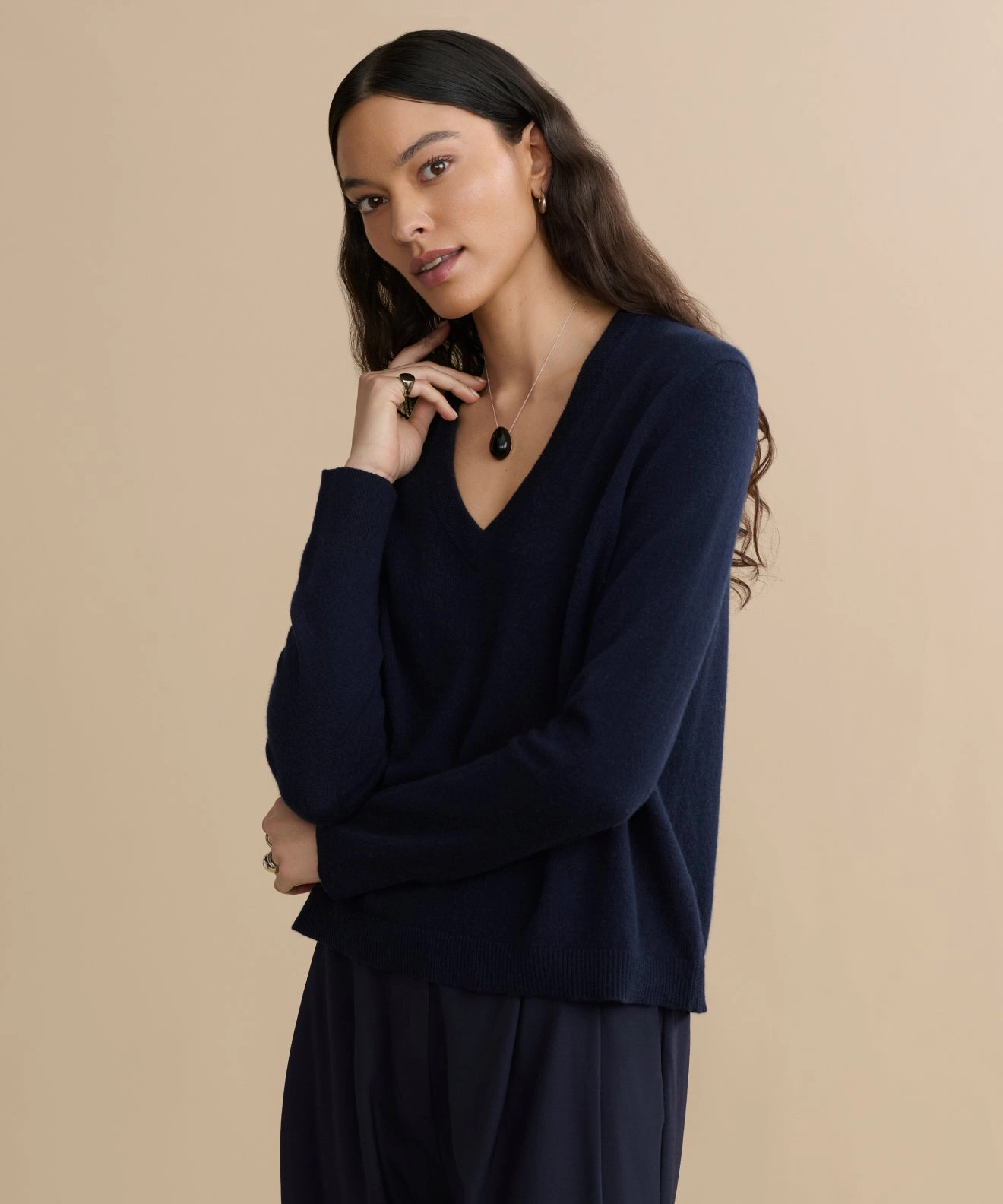 Flynn Cashmere Sweater Minimalist Stitching Soft Piece