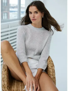 GarmentDyed Noise Reducing Fabric Treatment Autumn Cashere Tiny Diamond Grid Stitch Crew Sweater