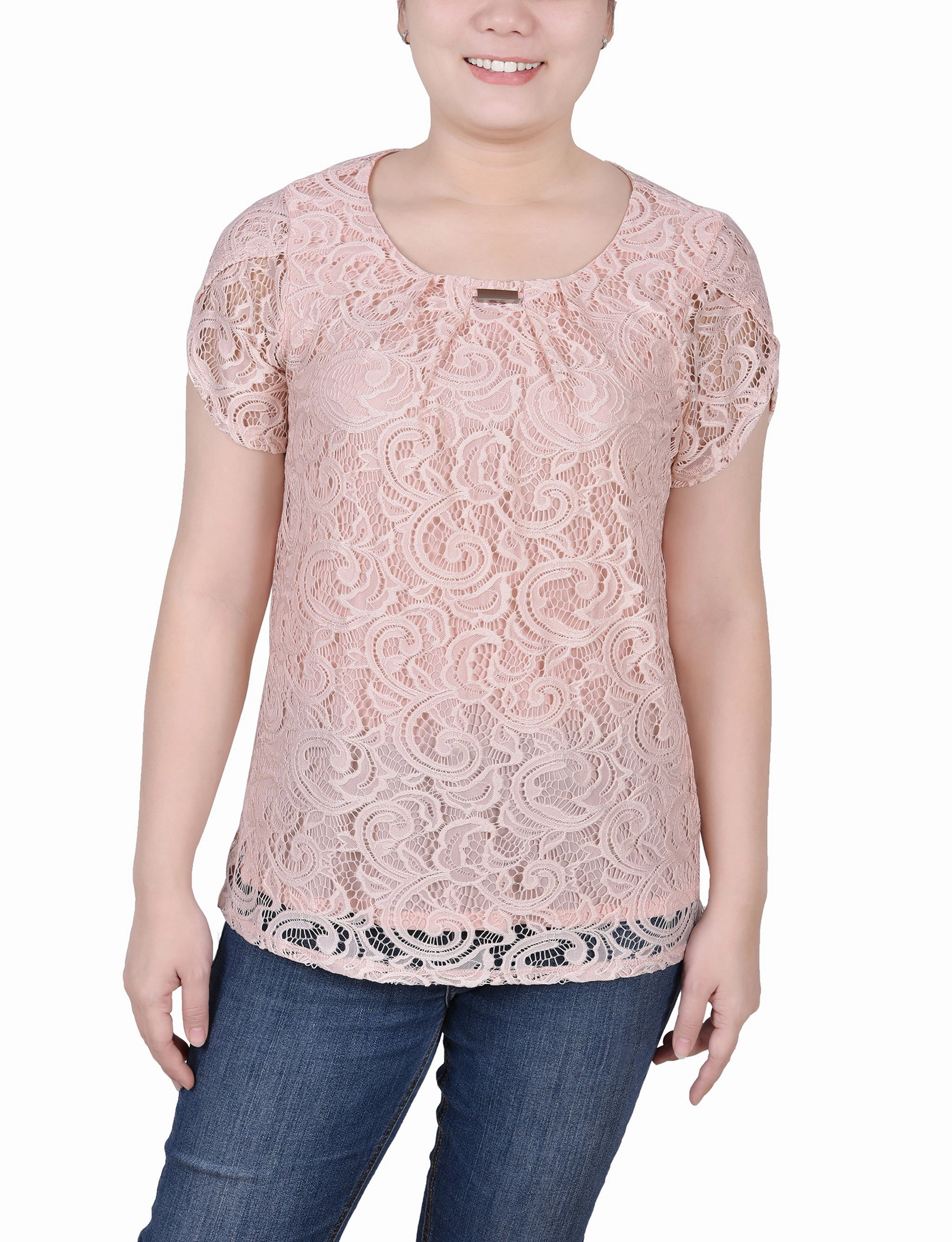 Casual dress AntiFade Treatment Petite Lace Petal Sleeve Top