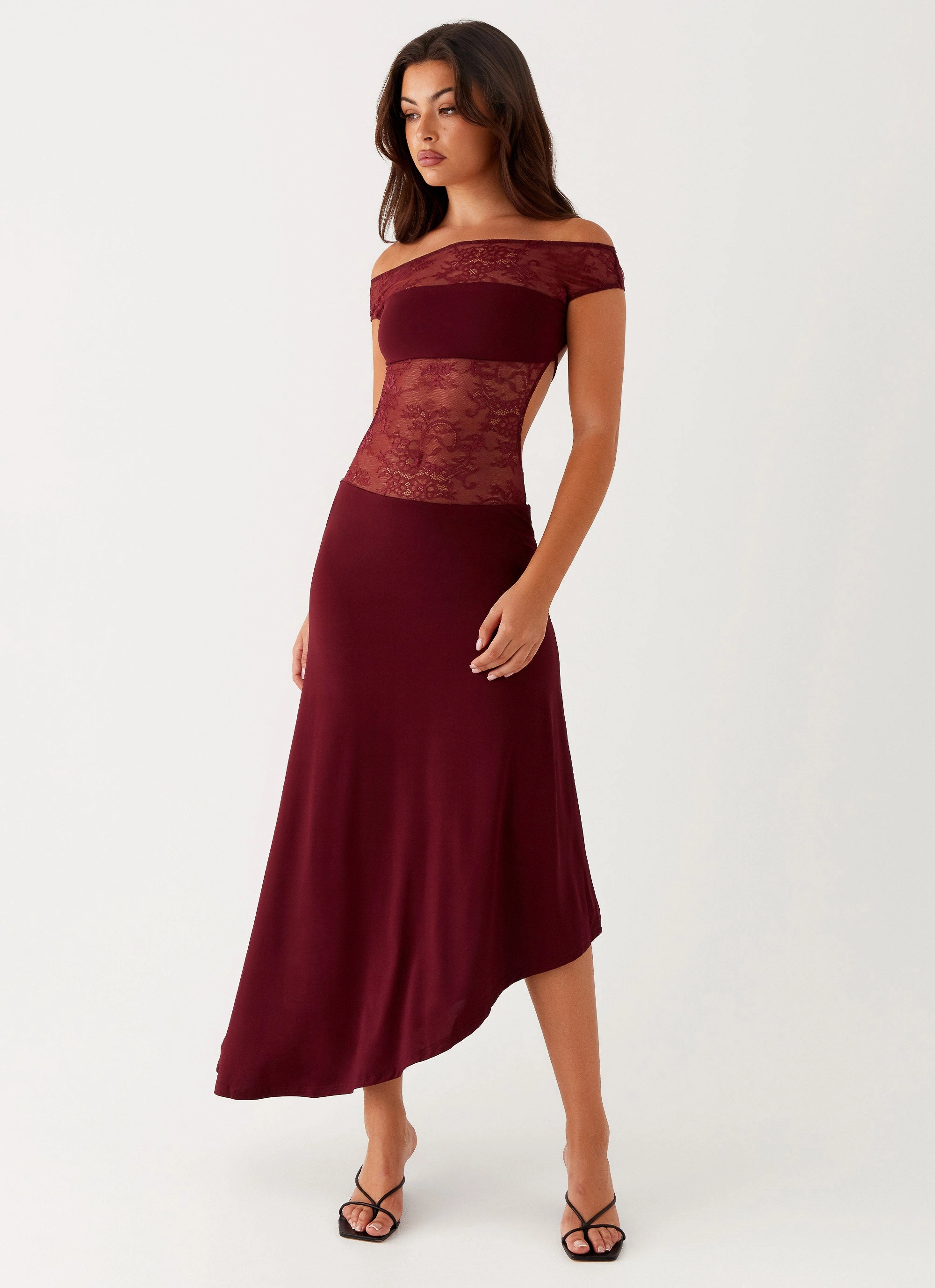 Casual Essential summer look Francoise Lace Midi Dress - Burgundy