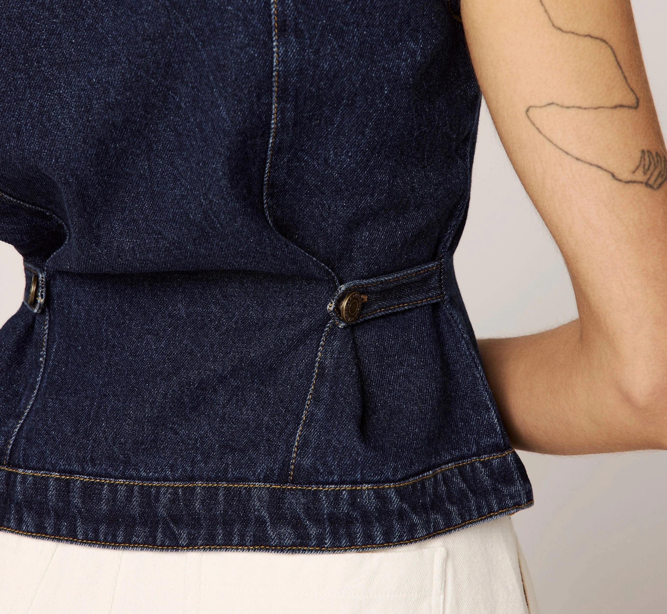 Franka Vest | Dark Denim Bonded Seam Construction
