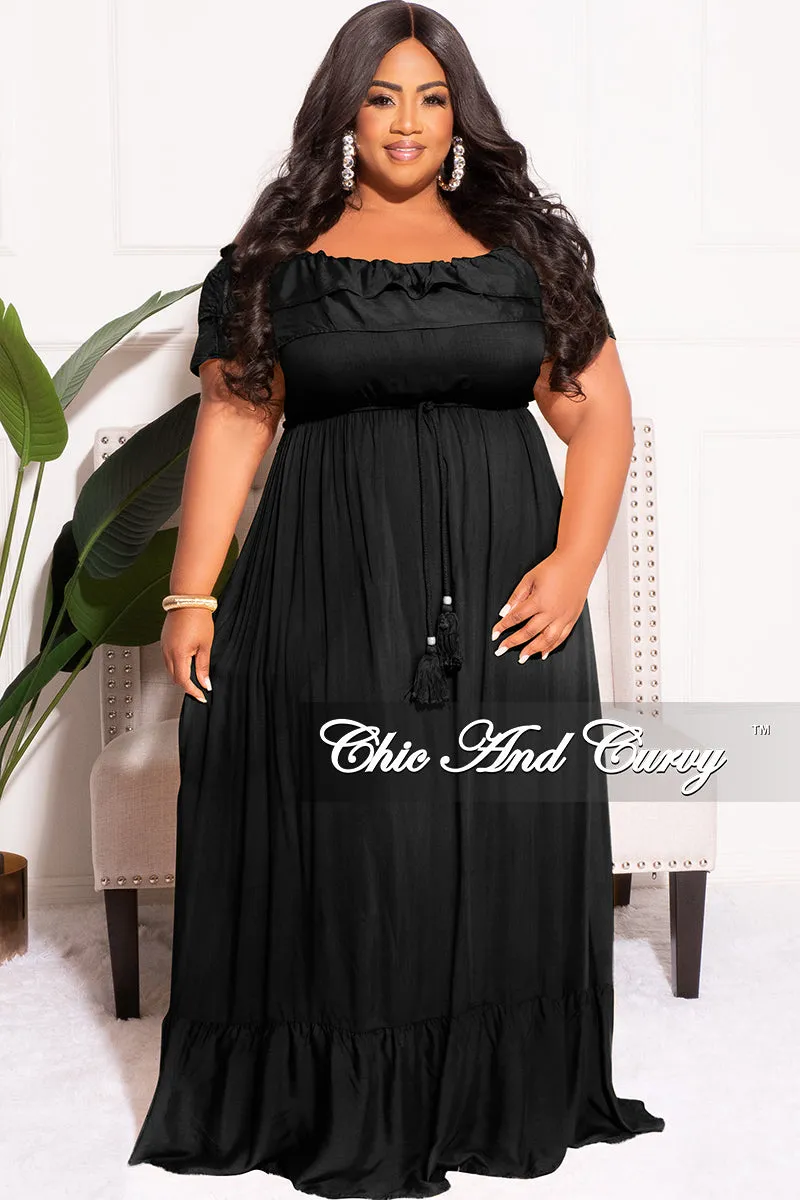sport chic Final Sale Plus Size Off the Shoulder Ruffle Maxi Dress in Black